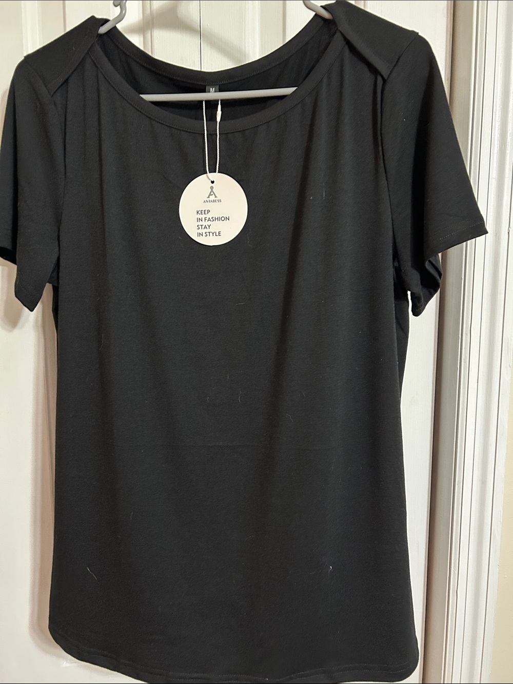 Women's Black Short Sleeve boatneck Tee by Ambess